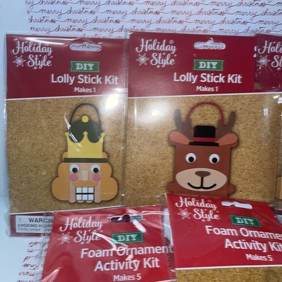 Christmas Ornament & Decor Activity Kits Foam & Wood Lot-5 DIY Makes 13 Age 3+ - Picture 4 of 11